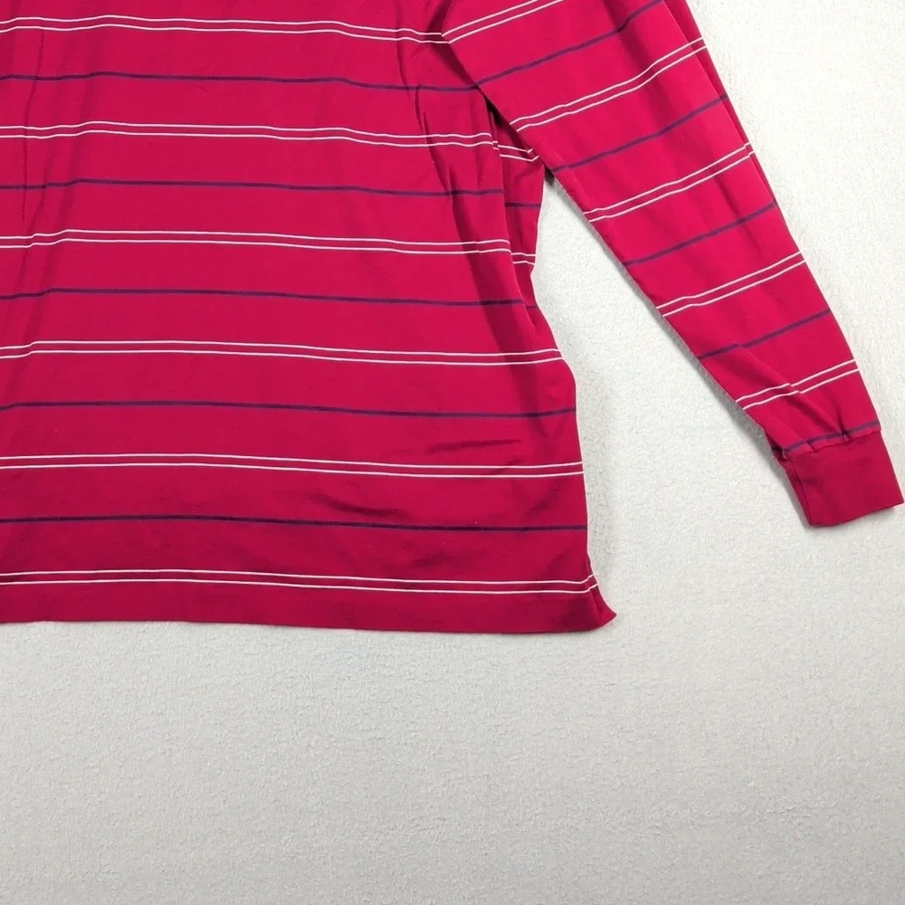 Polo‎ Ralph Lauren Polo Shirt Mens XL Red Striped Pima Cotton Long Sleeve Casual